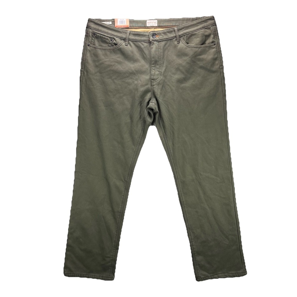 Weatherproof Vintage Straight Leg Fleece Lined Pants Mens Green 40x32 NWT